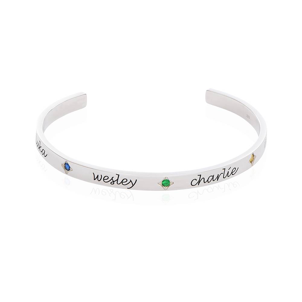 Maeve Bangle Bracelet With Birthstones in Sterling Silver product photo
