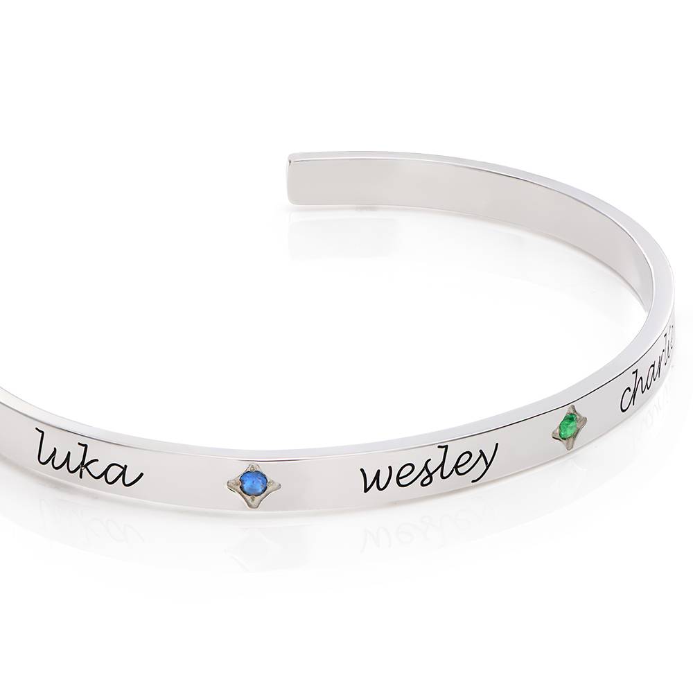 Maeve Bangle Bracelet with Birthstones in Sterling Silver-3 product photo