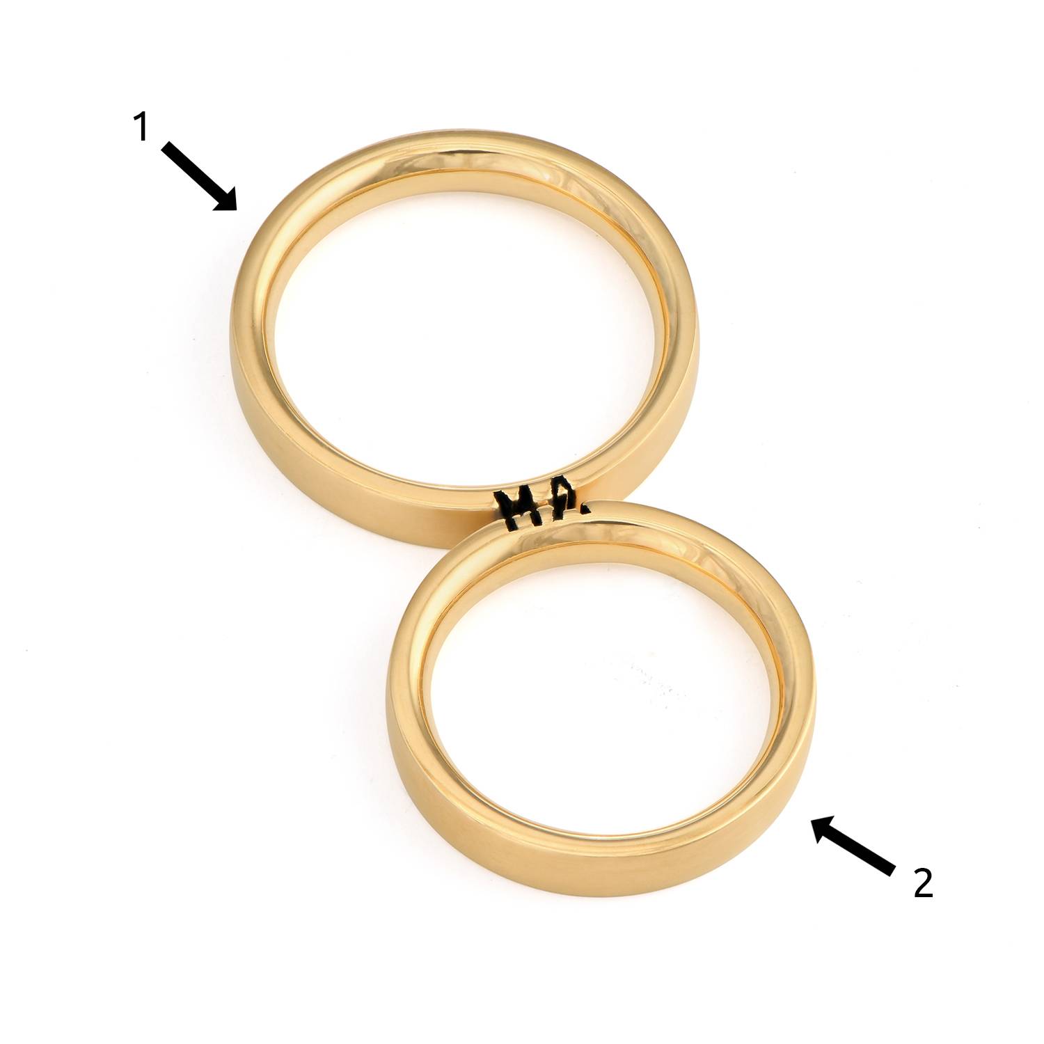 18k Goud Vergulde Bijpassende Initialen Belofte Ringen (Ringenset)-2 Productfoto