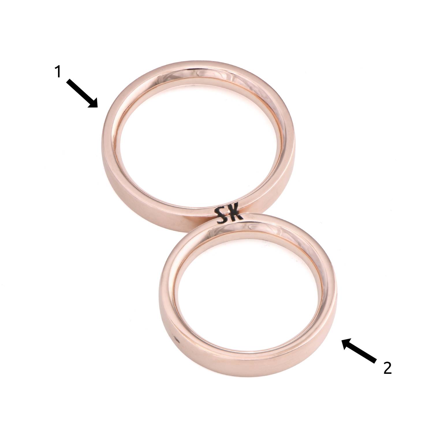 Passende Initialen Versprechensringe (Ring-Set) - 750er rosé vergoldetes Silber-5 Produktfoto
