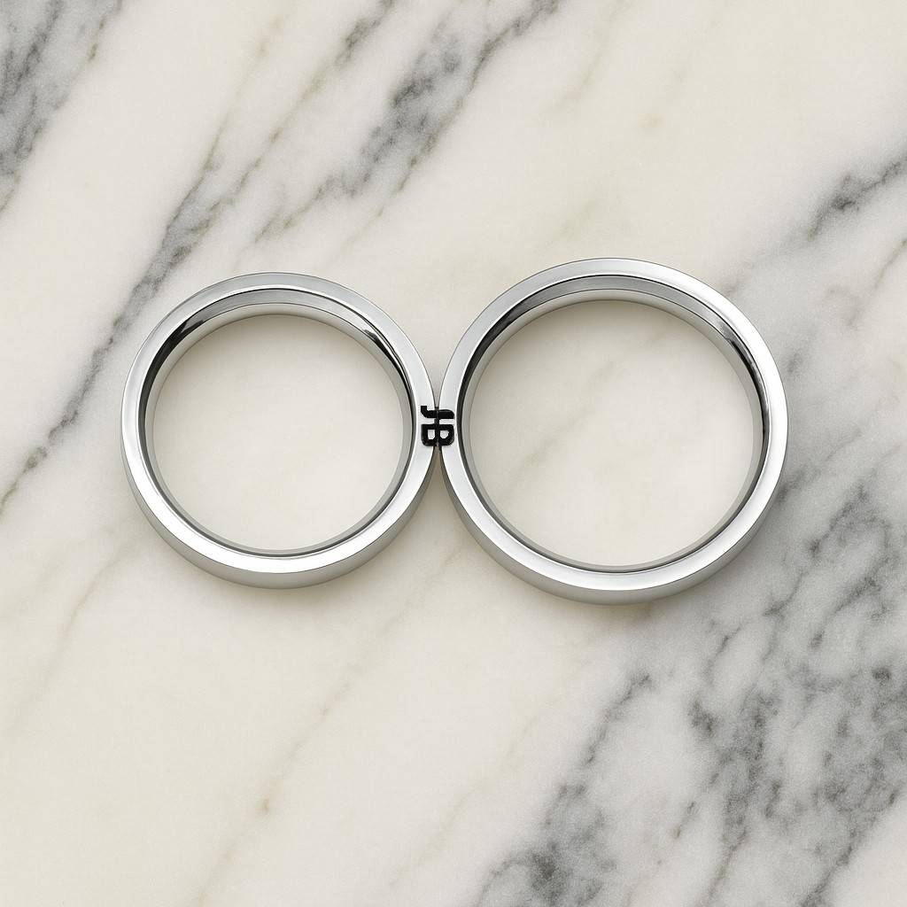 Bagues promesse pour couple avec initiales assorties en Argent 925