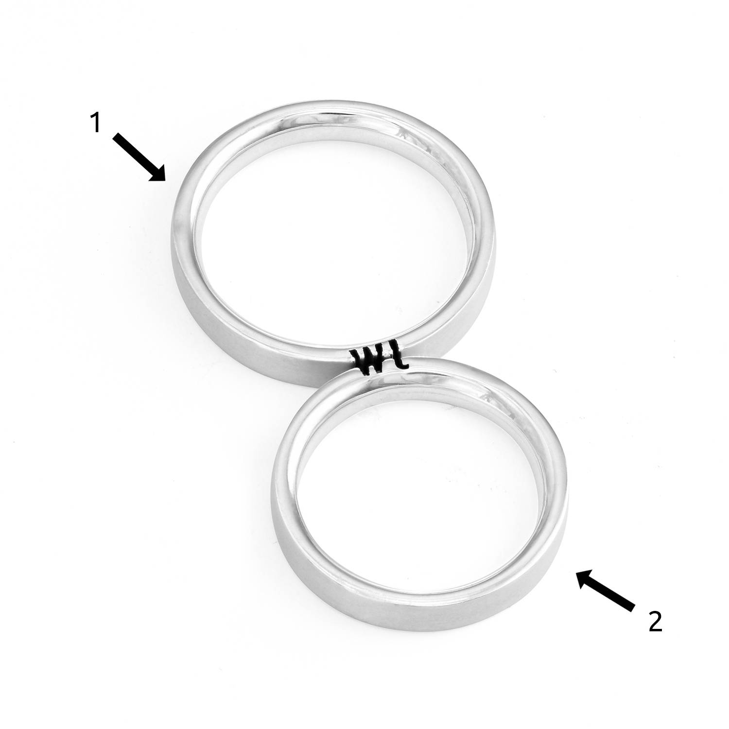 Matching Initial Couple Promise Rings Set in Silver-5 product photo