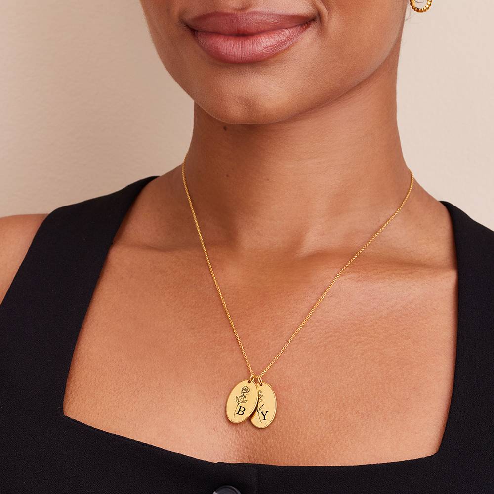 Prairie Birth Flower Initial Necklace in 18K Gold Plating-1 product photo