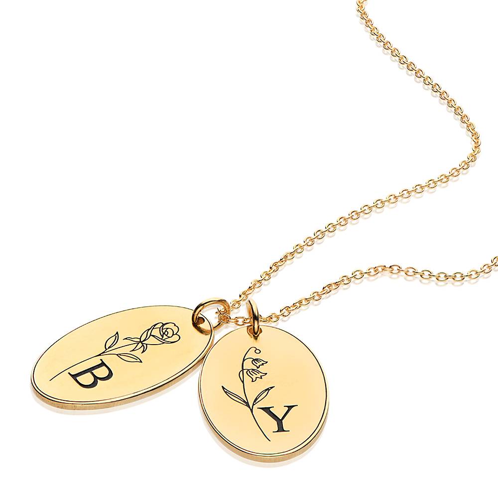 Prairie Birth Flower Initial Necklace in 18ct Gold Plating-5 product photo