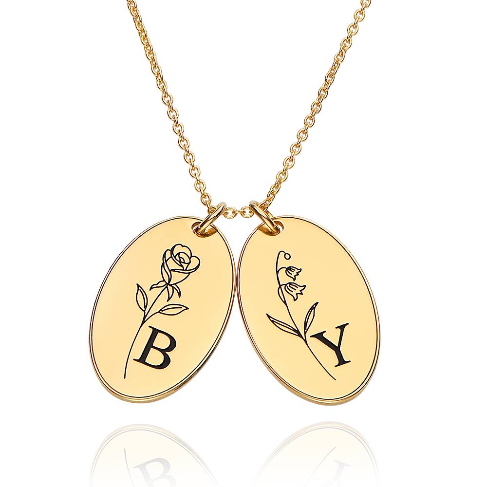 Prairie Birth Flower Initial Necklace in 18ct Gold Plating-3 product photo