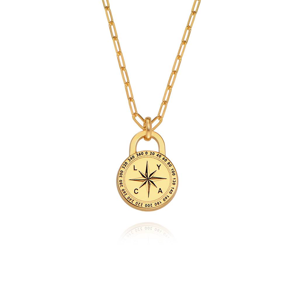 Men's Intial Compass Necklace in 18ct Gold Plating-5 product photo