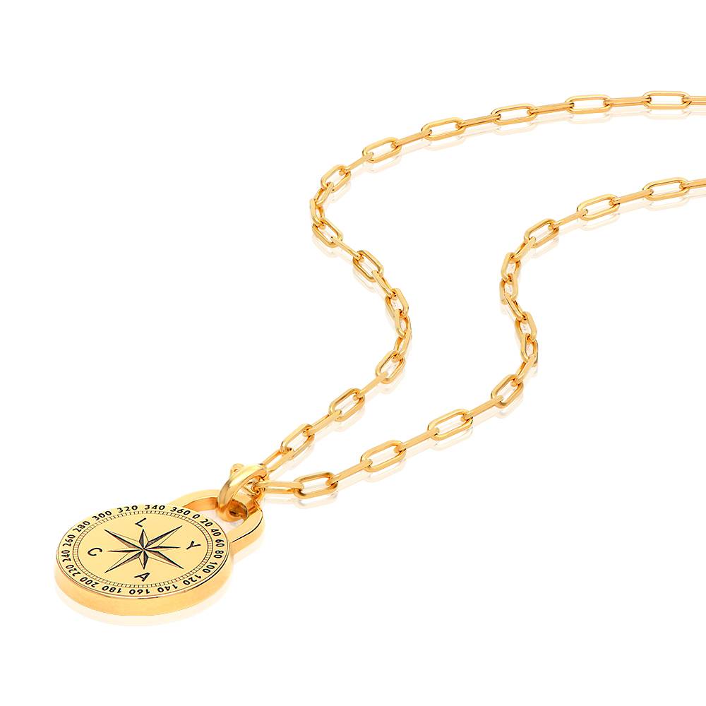 Initialkompass Halskette für Herren  - 750er vergoldetes Silber-5 Produktfoto