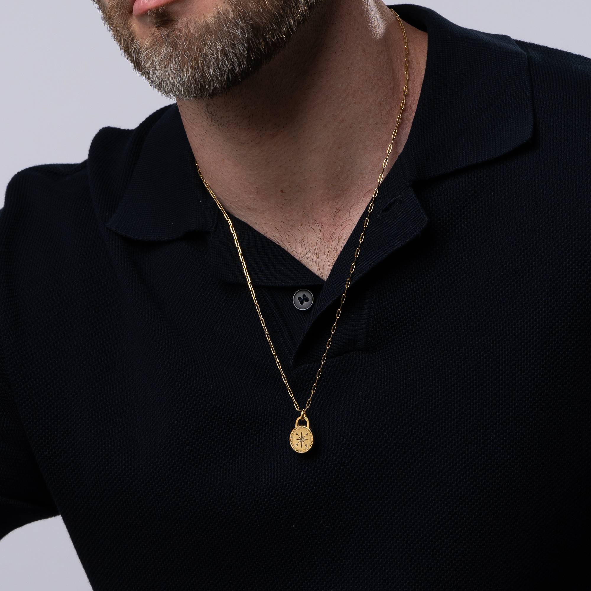 Men's Intial Compass Necklace in 18ct Gold Plating-4 product photo
