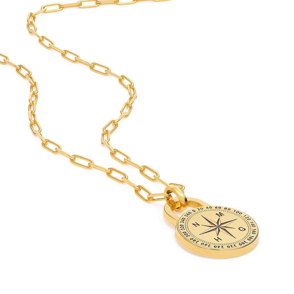 Initialkompass Halskette für Herren - 750er Gold-Vermeil-1 Produktfoto