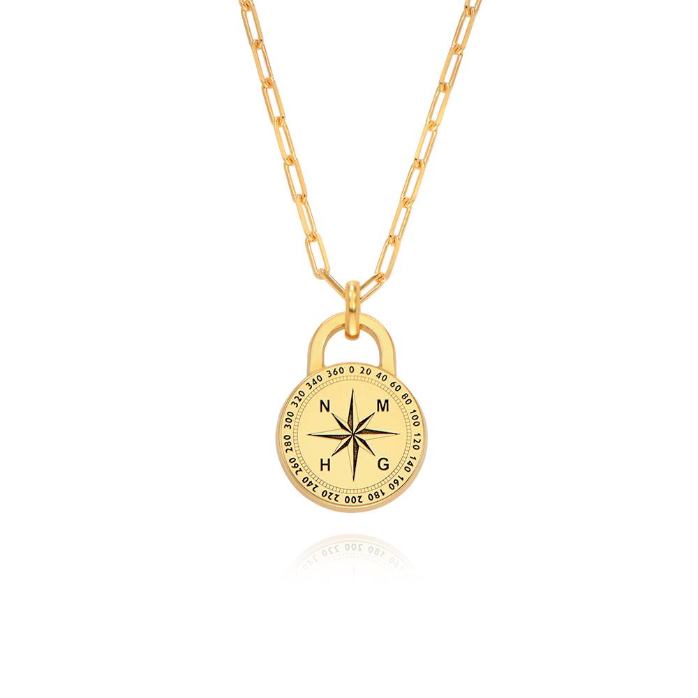 Men's Initial Compass Necklace in 18K Gold Vermeil product photo