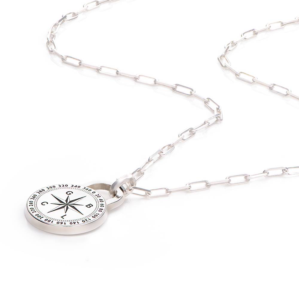 Men's Intial Compass Necklace in Sterling Silver-1 product photo