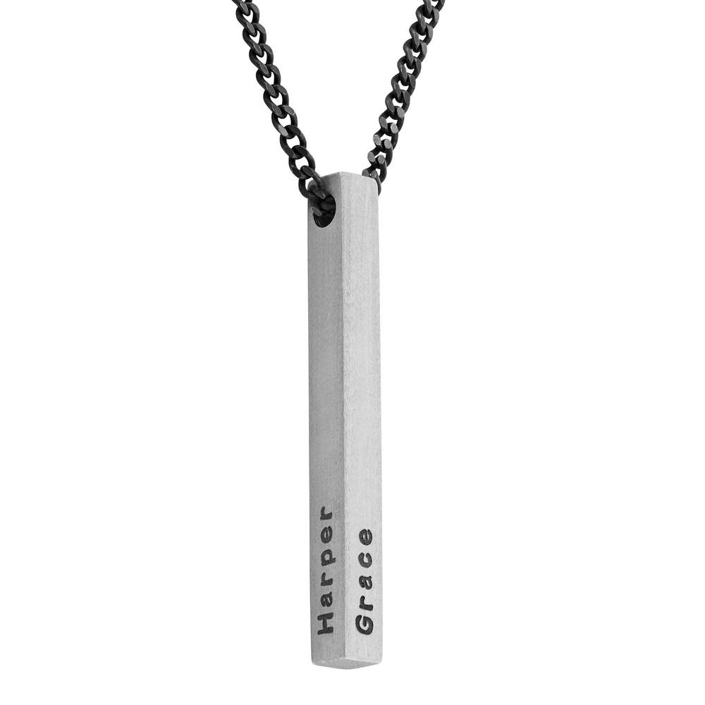 3D Bar Ketting voor Mannen in Zilver
