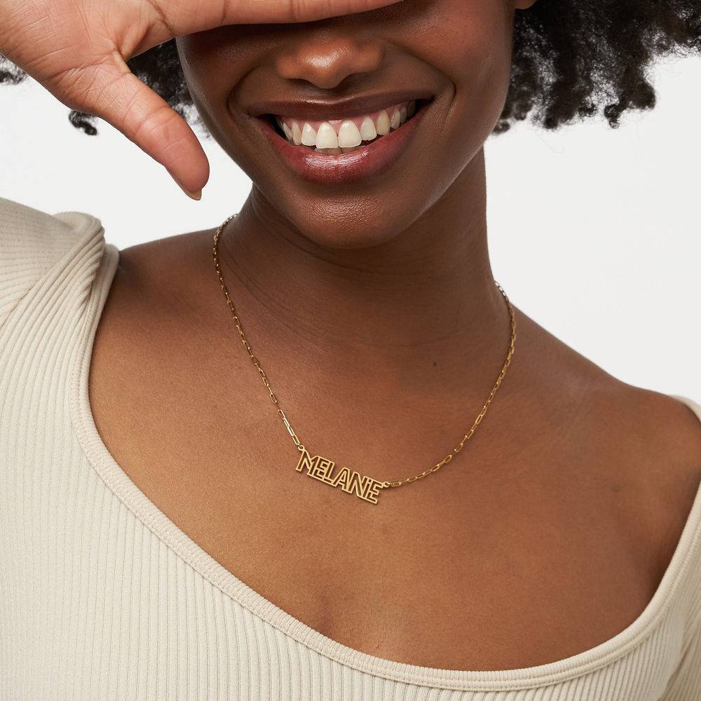 Metro Outline Name Necklace in 18K Gold Plating-4 product photo