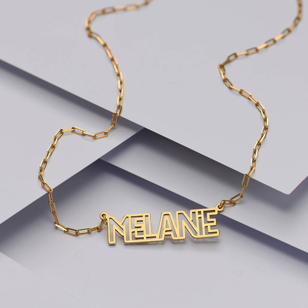 Outline Name Necklace in 18ct Gold Vermeil-3 product photo