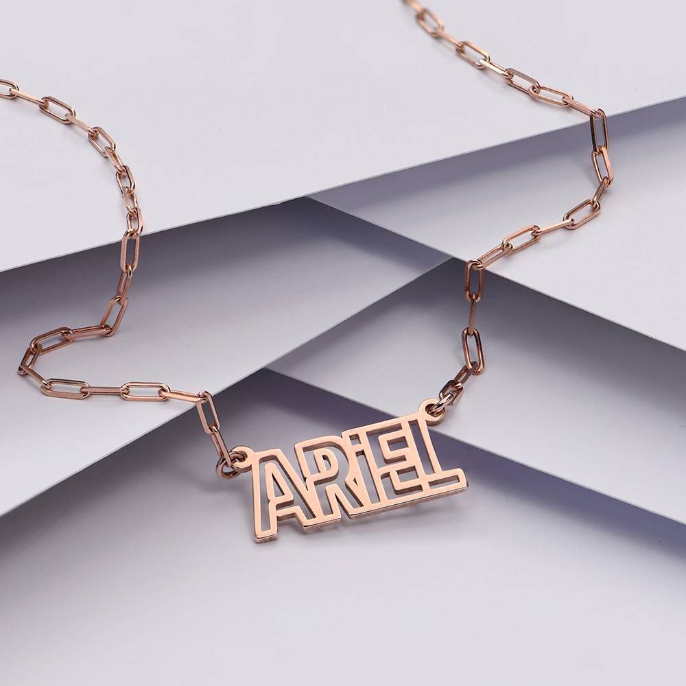 Outline Name Necklace in 18ct Rose Gold Plating-3 product photo