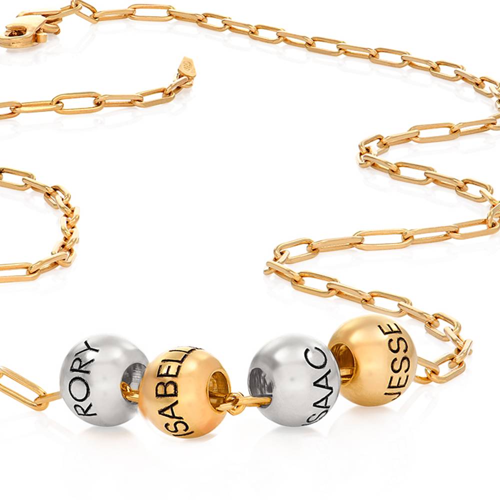 Mixed Metals Balance Bead Necklace with 18K Gold Plating Link Chain product photo
