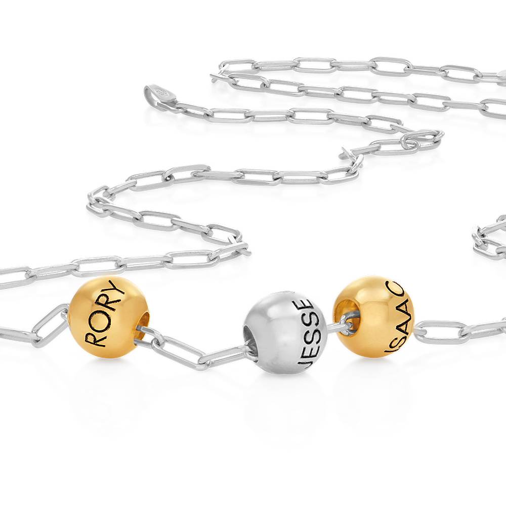 Mixed Metals Balance Bead Necklace with Sterling Silver Link Chain-3 product photo