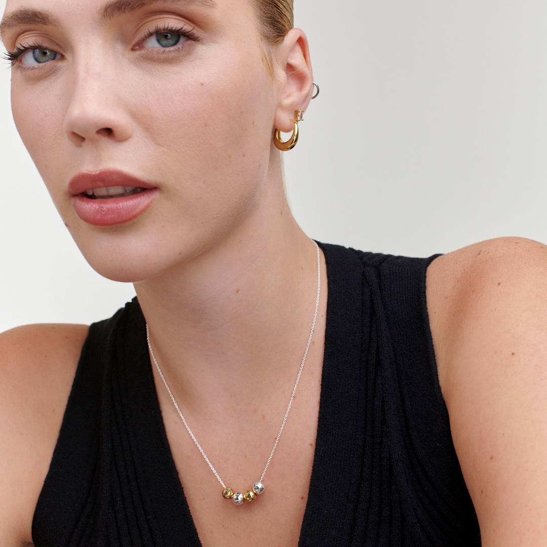 Mixed Metals Balance Charm Necklace with Sterling Silver Chain MYKA