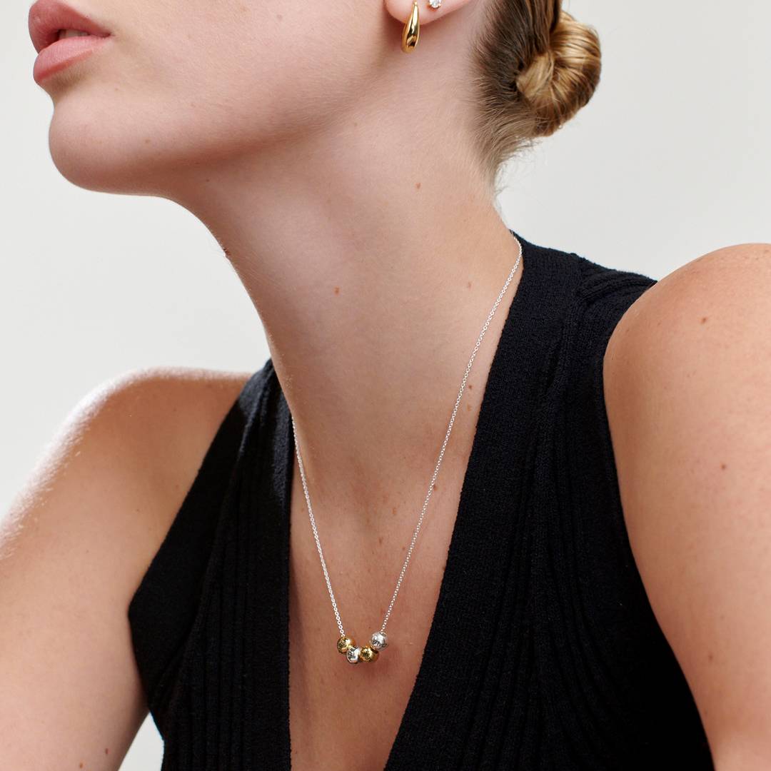 Mixed Metals Balance Charm Necklace with Sterling Silver Chain MYKA