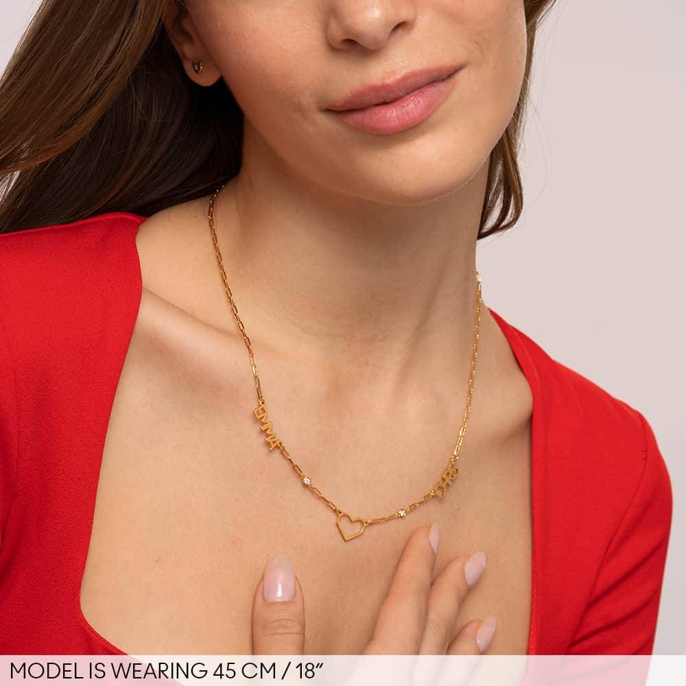 Lovers Heart Mulit Name Necklace With Diamonds in 18ct Gold Vermeil product photo