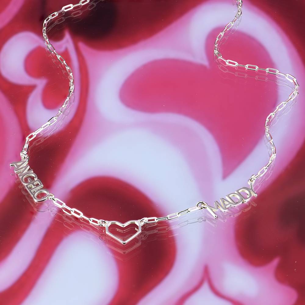 Lovers Heart Mullti Name Necklace in Sterling Silver product photo