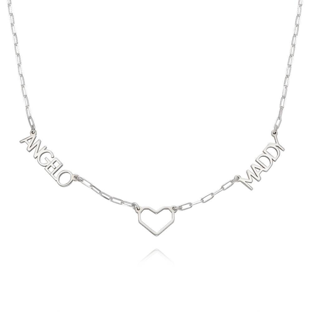 Modern Lovers Heart Name Necklace in Sterling Silver-1 product photo