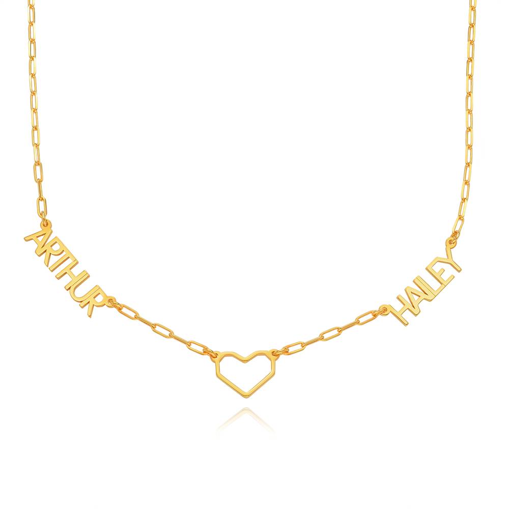 Moderne Namenskette "Herz der Liebenden" - 750er vergoldetes Silber Produktfoto