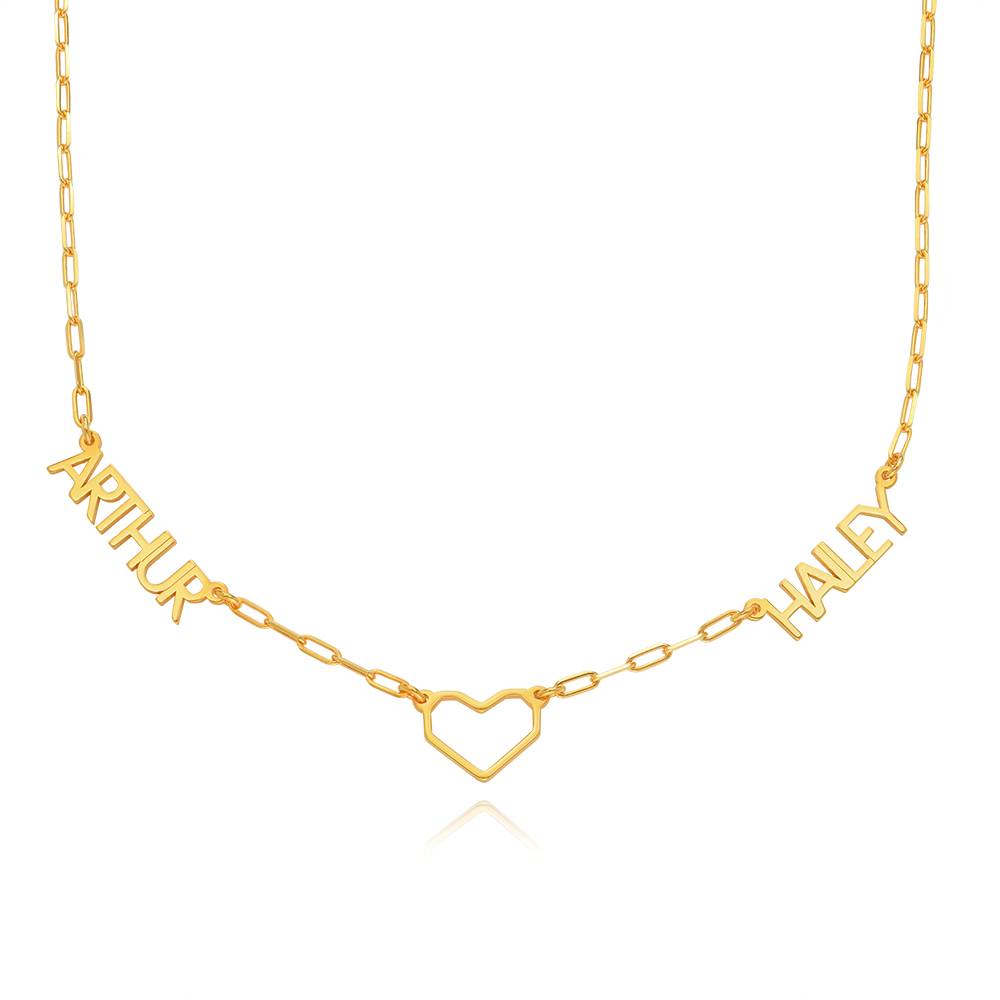 Lovers Heart Mullti Name Necklace in 18ct Gold Vermeil-2 product photo