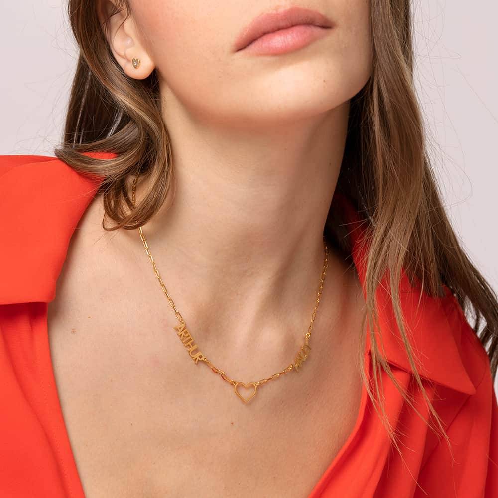 "Lovers Heart" Collar con Nombres Múltiples en Oro Vermeil-2 foto de producto