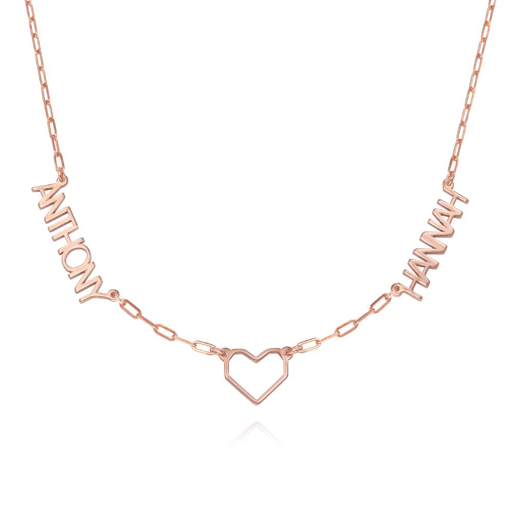 Moderne Namenskette Herz der Liebenden - 750er rosévergoldetes Silber Produktfoto