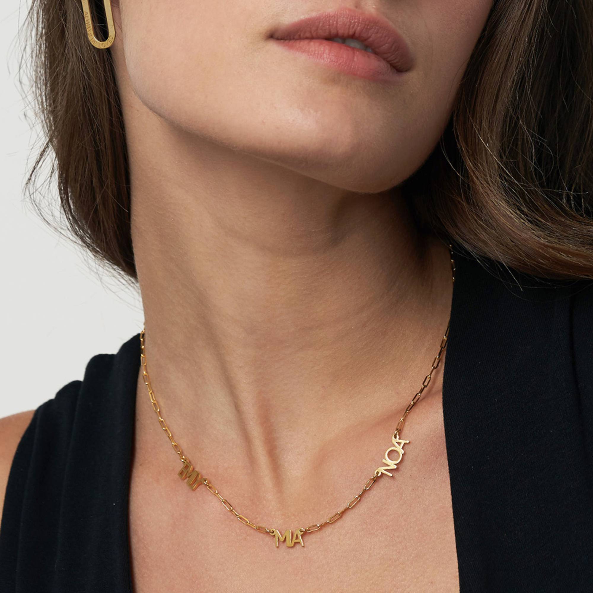 Modern Multi Name Necklace in 18ct Gold Plating-2 product photo