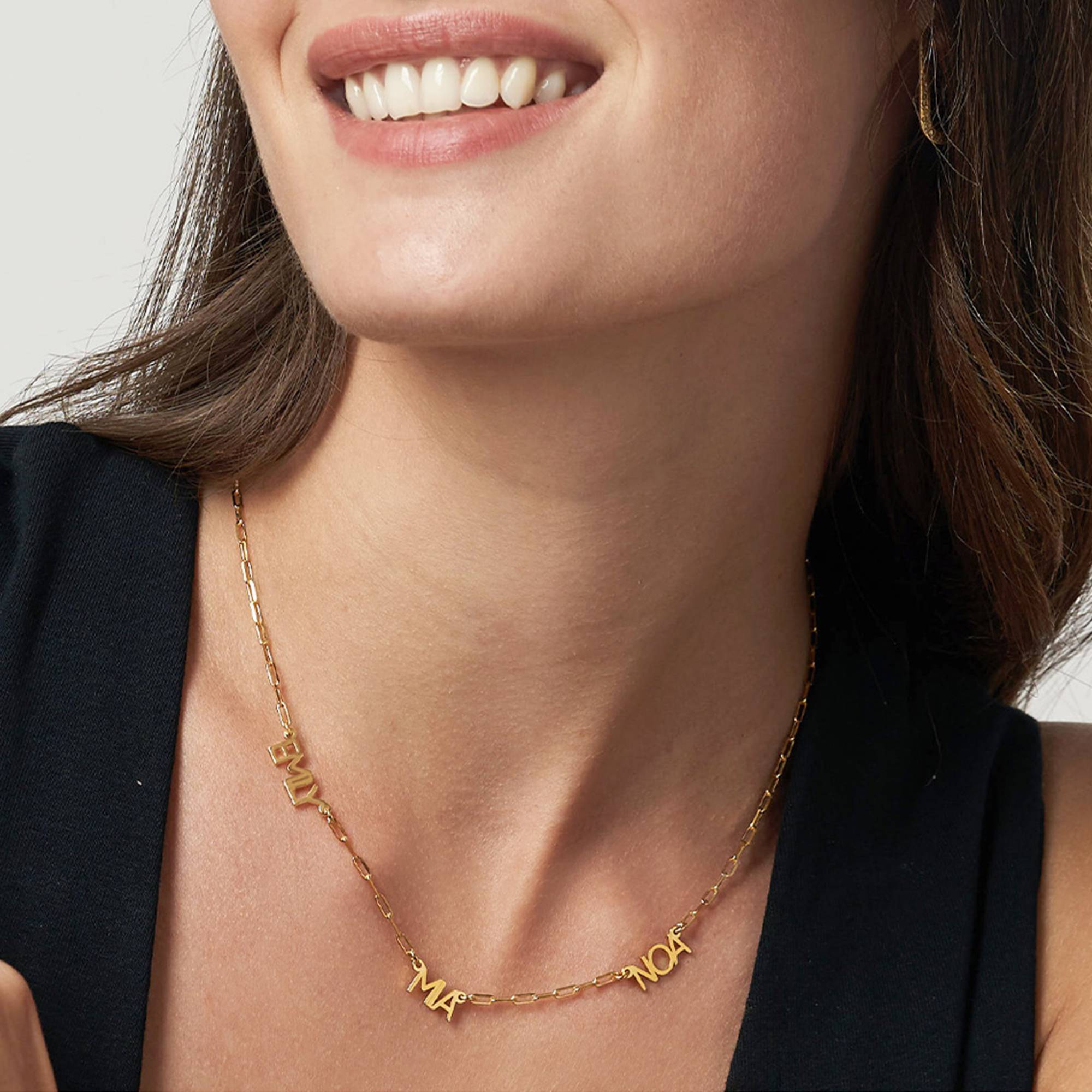 Modern Multi Name Necklace in 18ct Gold Vermeil-4 product photo