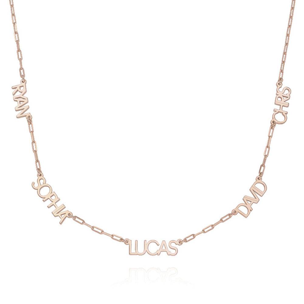 Modern Multi Name Necklace in 18ct Rose Gold Plating-3 product photo