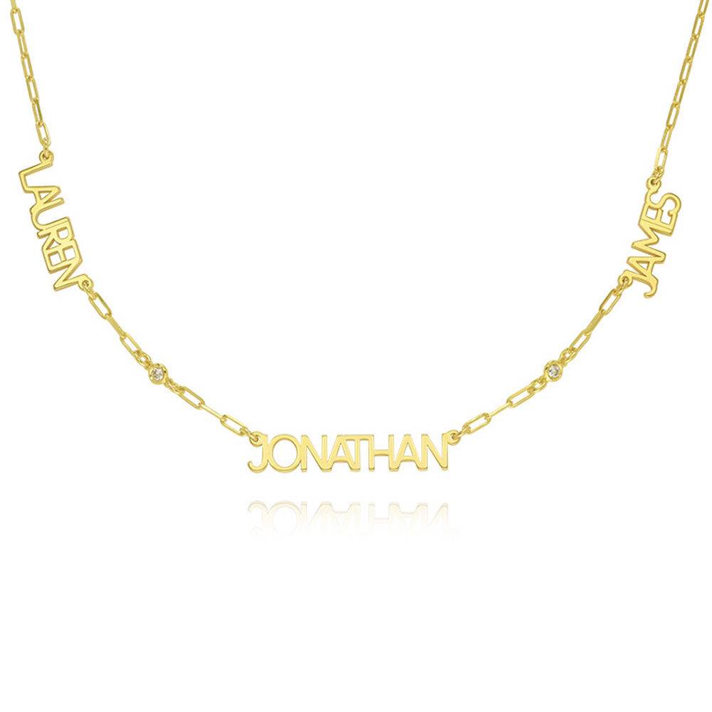 Modern Multi Name Necklace with Diamond in 18ct Gold Plating product photo