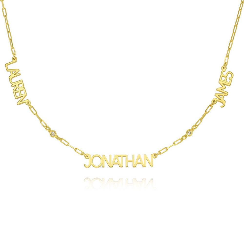 Modern Multi Name Necklace with Diamond in 18ct Gold Plating product photo