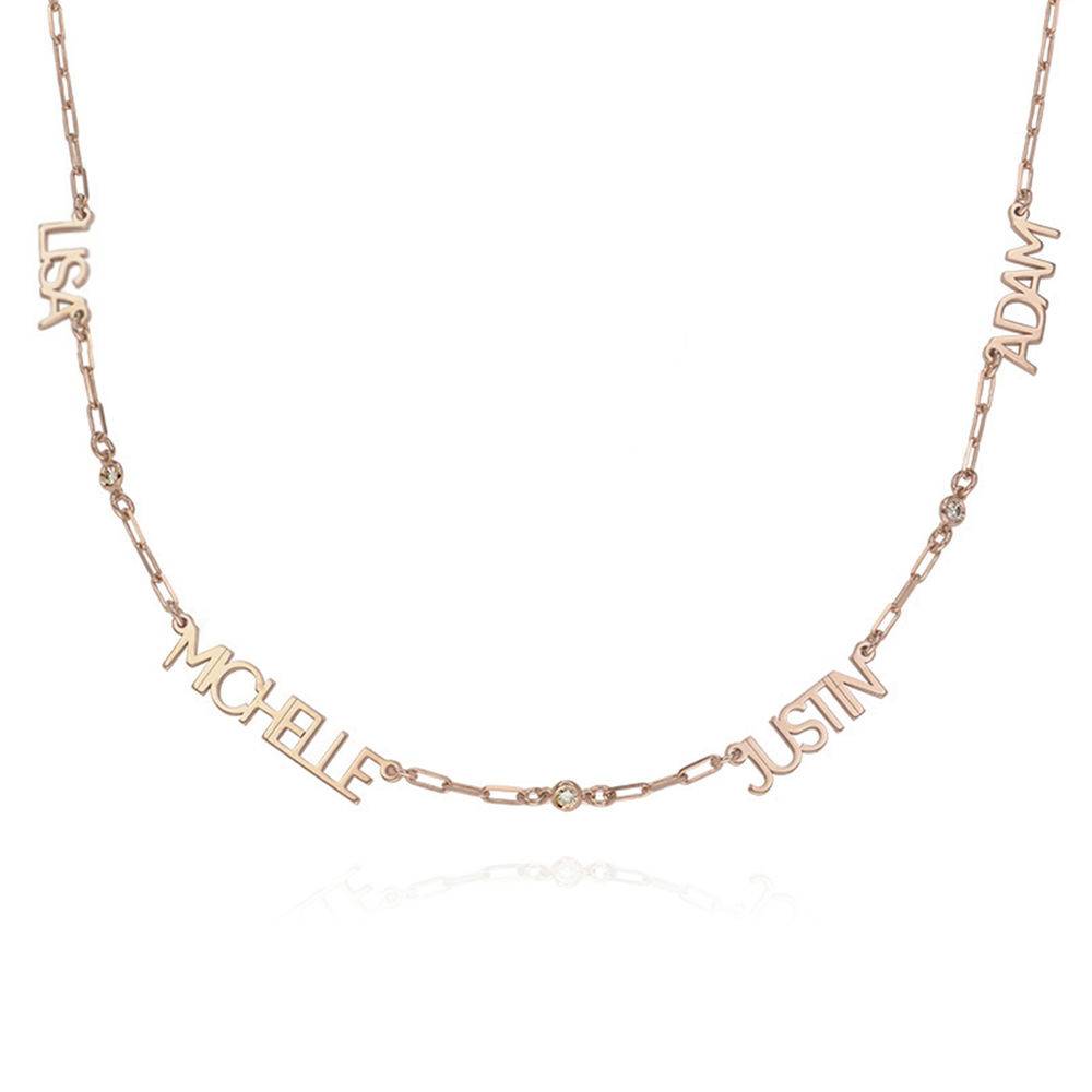 Modern Multi Name Necklace with Diamond in 18ct Rose Gold Plating-3 product photo