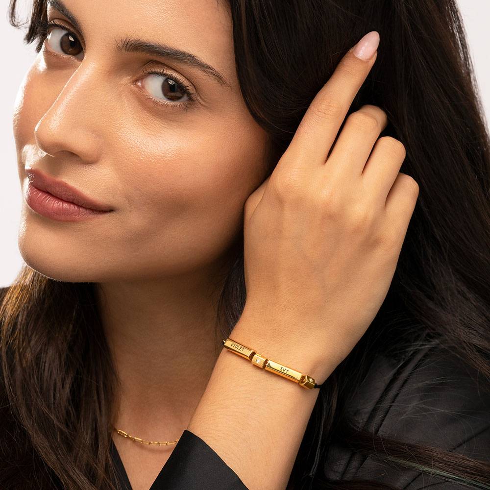 "Modern Tube" armband/enkelband met diamant in 18k verguld goud-4 Productfoto
