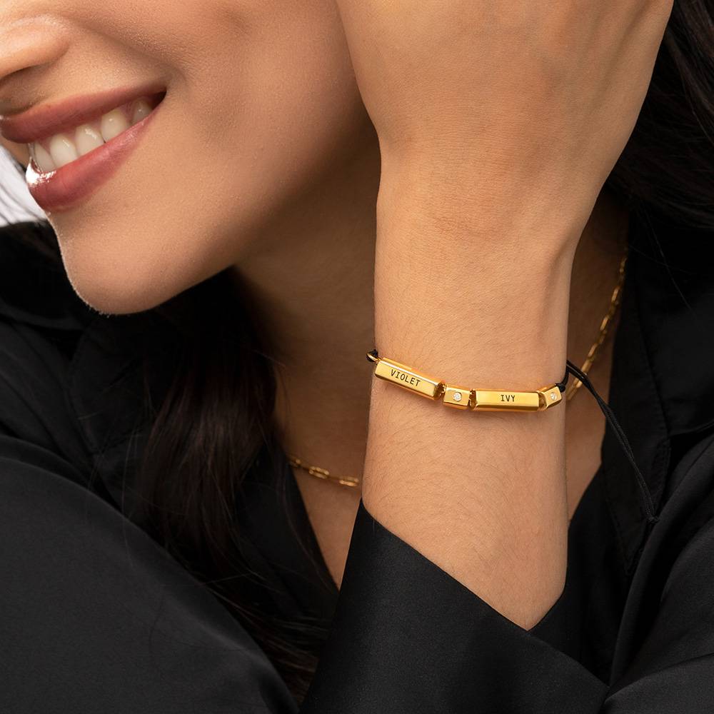 "Modern Tube" armband/enkelband met diamant in 18k verguld goud-2 Productfoto