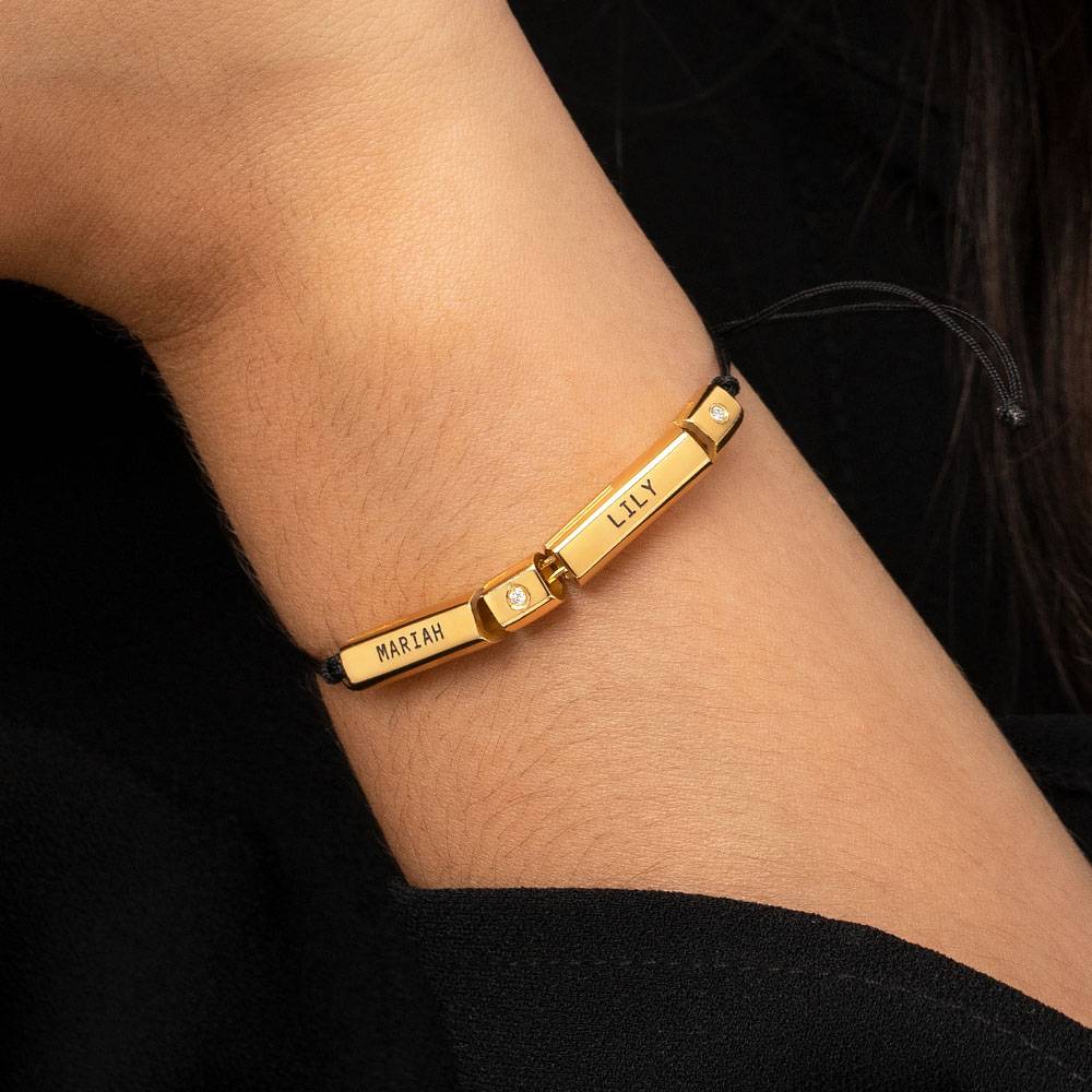 Modern Tube Bracelet / Anklet with Diamond in Gold Vermeil product photo