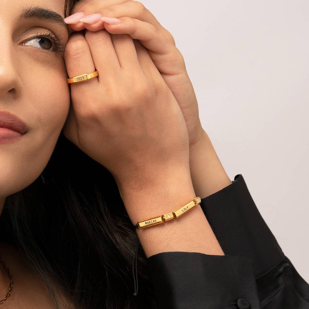 "Modern Tube" armband/enkelband met diamant in 18k goud vermeil-4 Productfoto