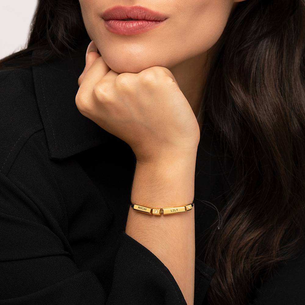 Modern Tube Bracelet / Anklet with Diamond in 18ct Gold Vermeil-1 product photo