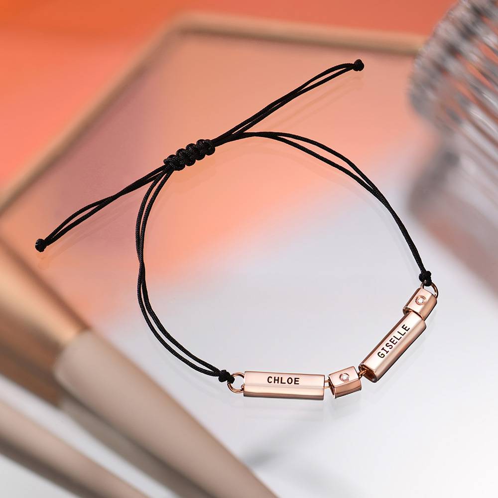 "Modern Tube" armband/enkelband met diamant in 18k rosé verguld goud-1 Productfoto