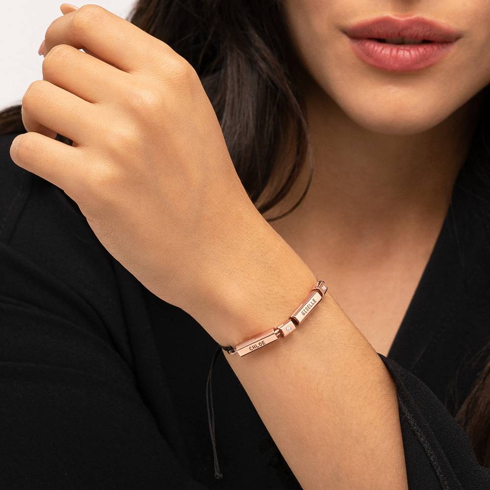 Modern Tube Bracelet / Anklet with Diamond in Rose Gold product photo