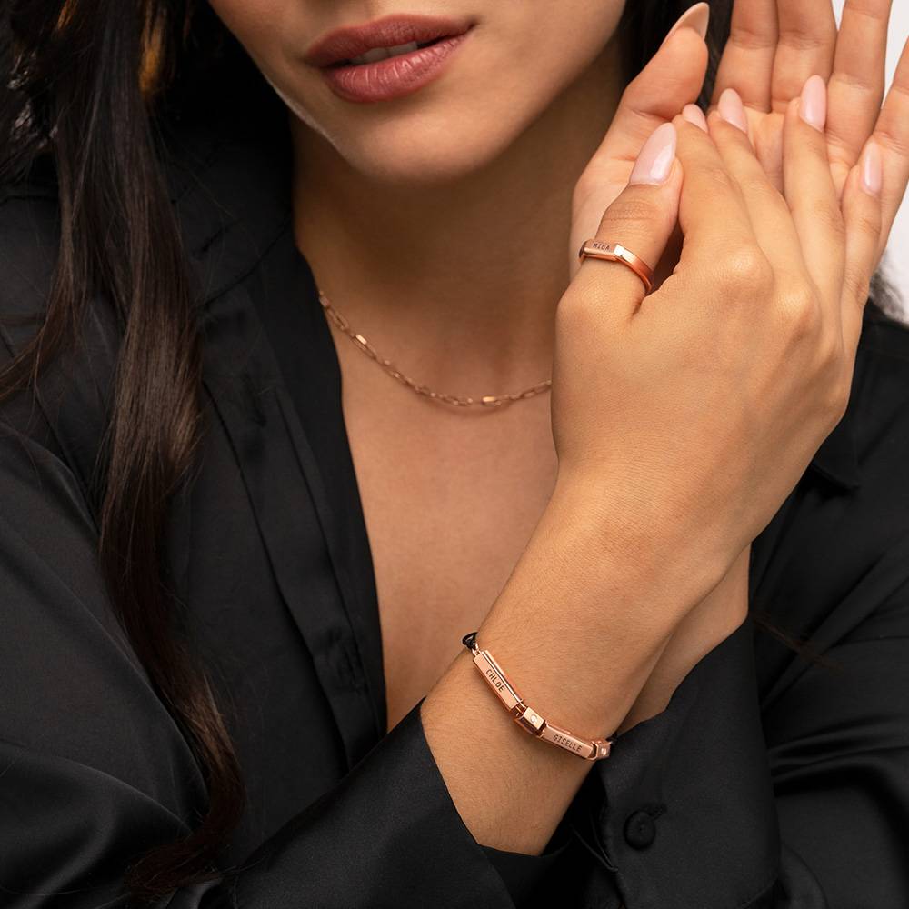 "Modern Tube" armband/enkelband met diamant in 18k rosé verguld goud-2 Productfoto