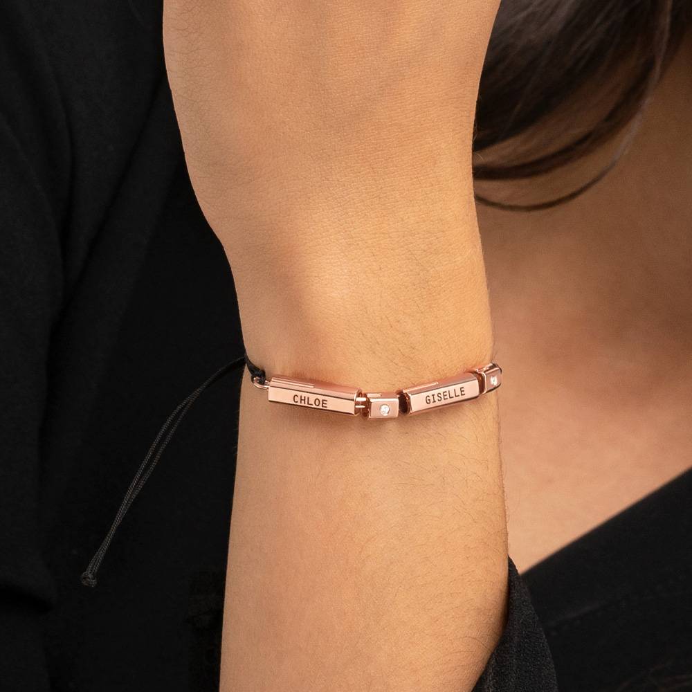 "Modern Tube" armband/enkelband met diamant in 18k rosé verguld goud-3 Productfoto