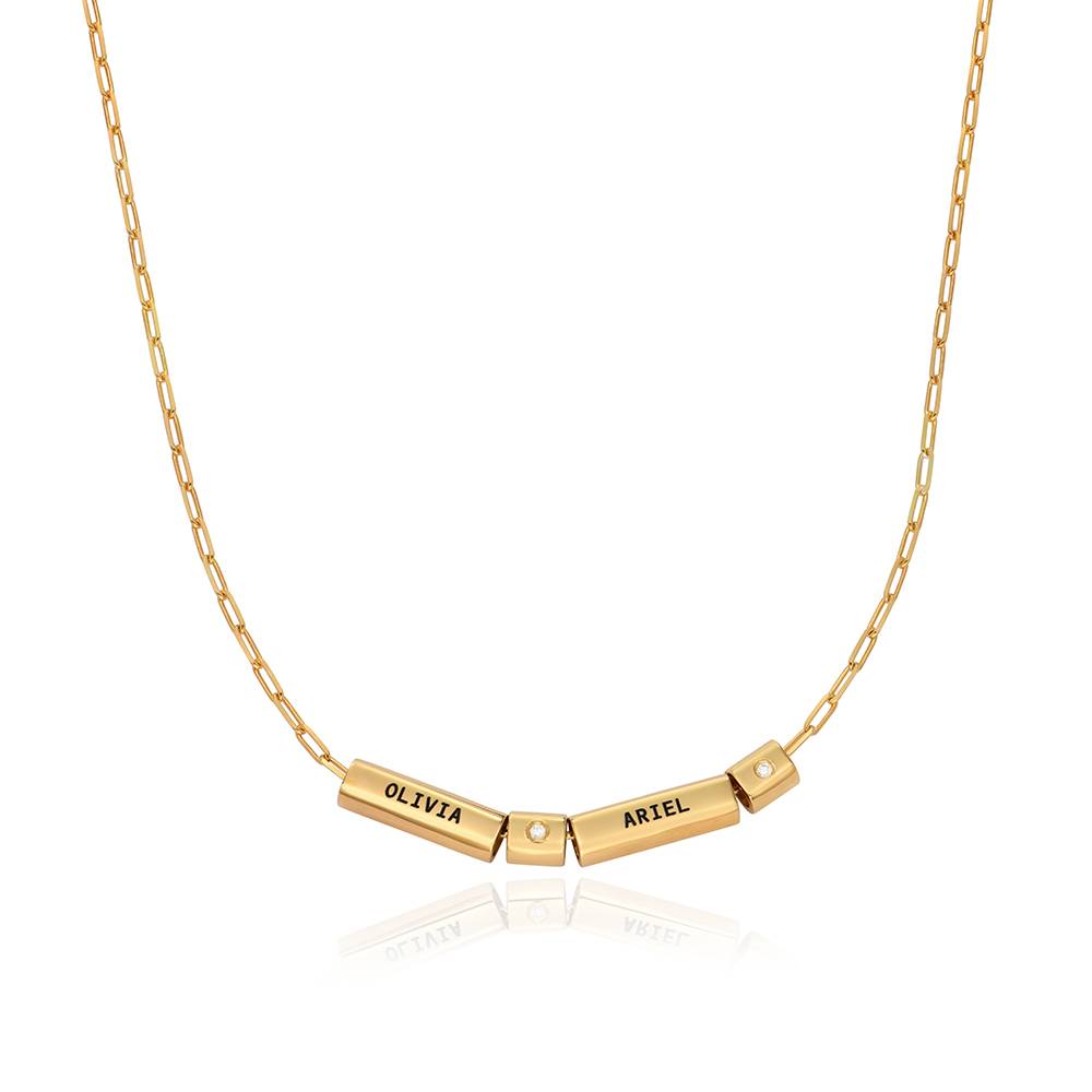 Modern Tube Necklace with Diamond in 18ct Gold Plating product photo