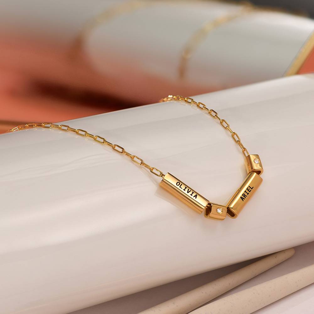 Modern Tube Necklace With Diamond in 18K Gold Vermeil-2 product photo