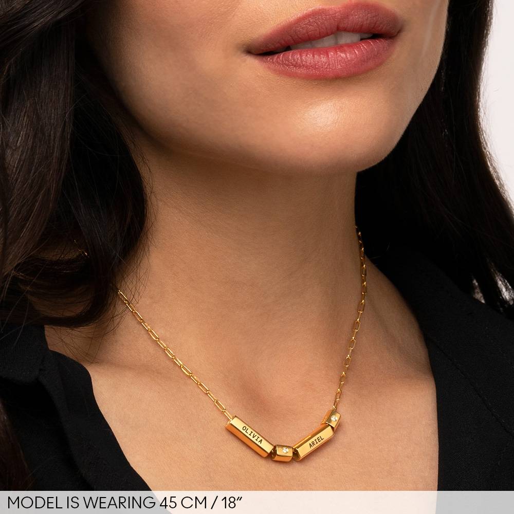 Modern Tube Necklace With Diamond in 18K Gold Vermeil-3 product photo