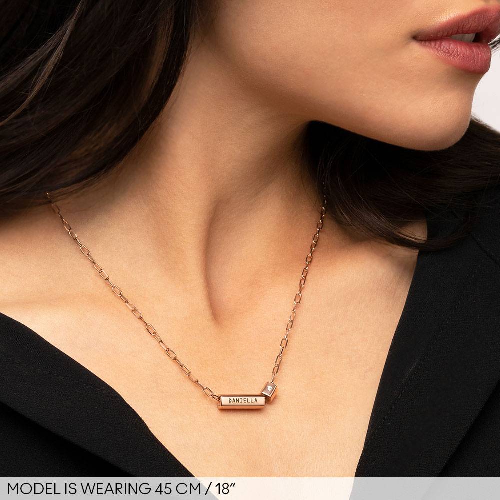 Modern Tube Necklace With Diamond in 18K Rose Gold Plating-3 product photo