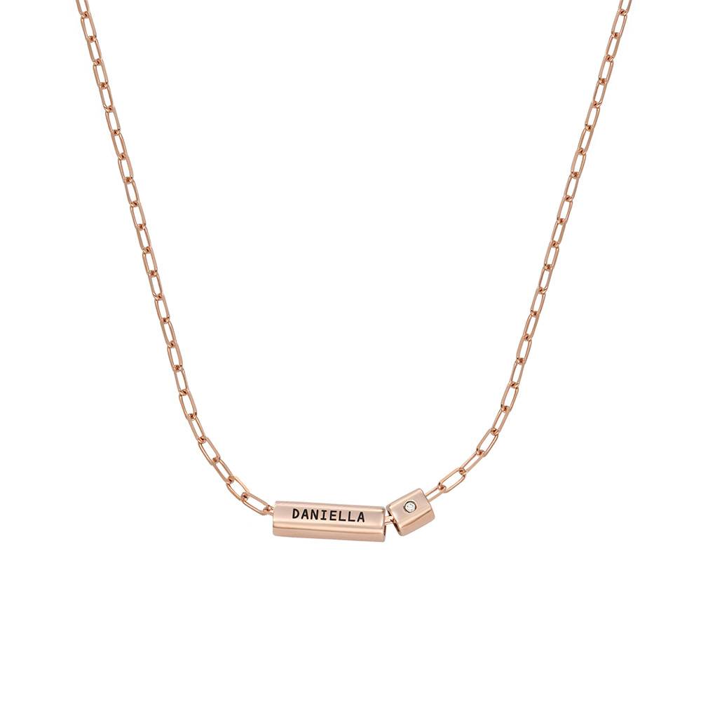 Moderne Tube-Halskette mit Diamant - 750er rosévergoldetes Silber Produktfoto